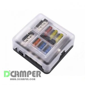 CAJA DE 6 FUSIBLES CON POSITIVO Y NEGATIVO